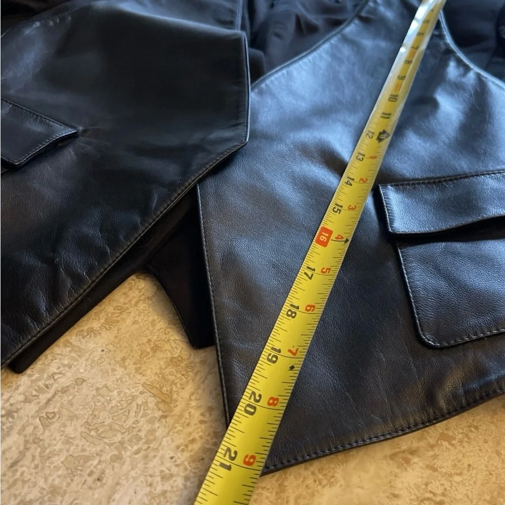 GIANNI VERSACE Leather Top Vest Jacket SZ40 Italy 6 USA Bolero 90s woman’s black - Picture 15 of 16